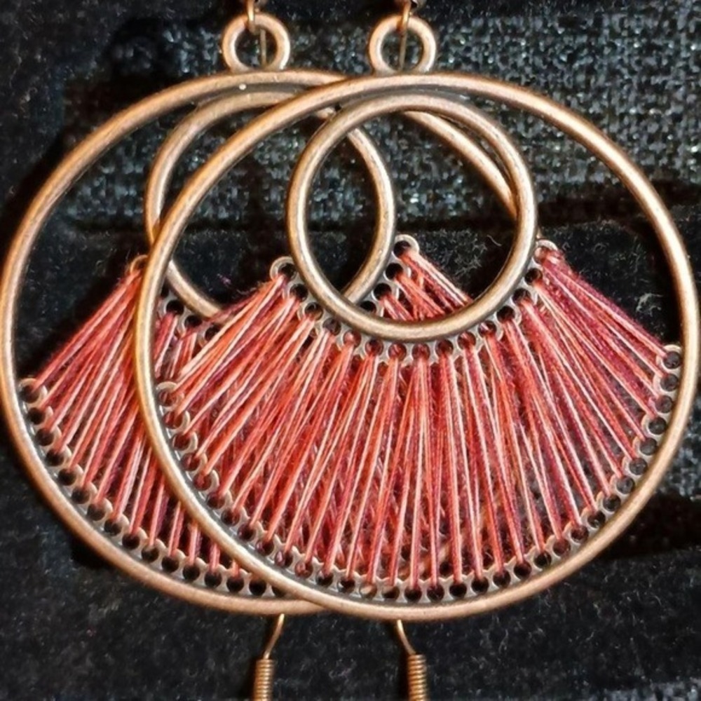 Bohemian hanging hoop earrings set of 4 SKUCH039 - Picture 3 of 7